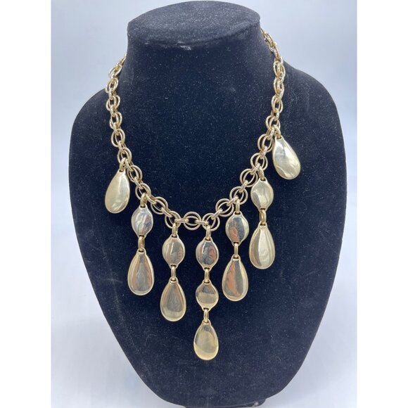 Fashion gold tone & off white cascade teardrops charming necklace 20 - Picture 4 of 5